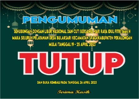 INFO LIBUR LAYANAN PEMDES BULAKSARI